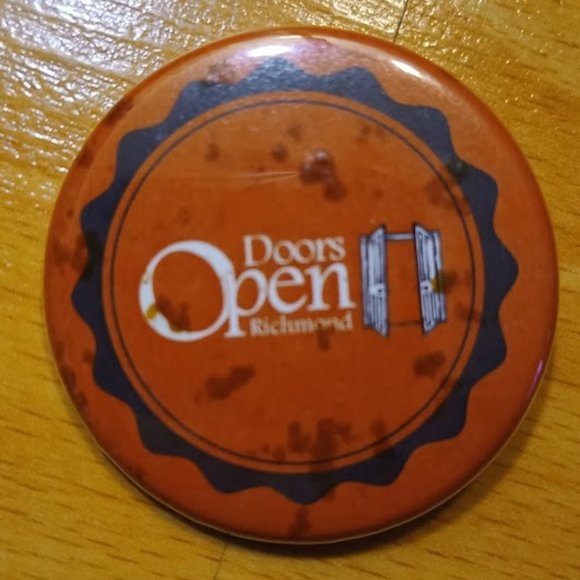 Doors Open Richmond' Pin - Orange with Splatter Design - Unique Accessory! - Picture 4 of 4